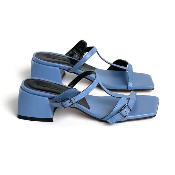 Women’s Leather Fashion Heel Sandals Blue - Picture 5 of 7